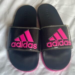 adidas Black and Hot Pink Slide Sandals